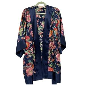 VINTAGE Victoria Secret Floral Printed Kimono Boho Chic Gold Label One Size